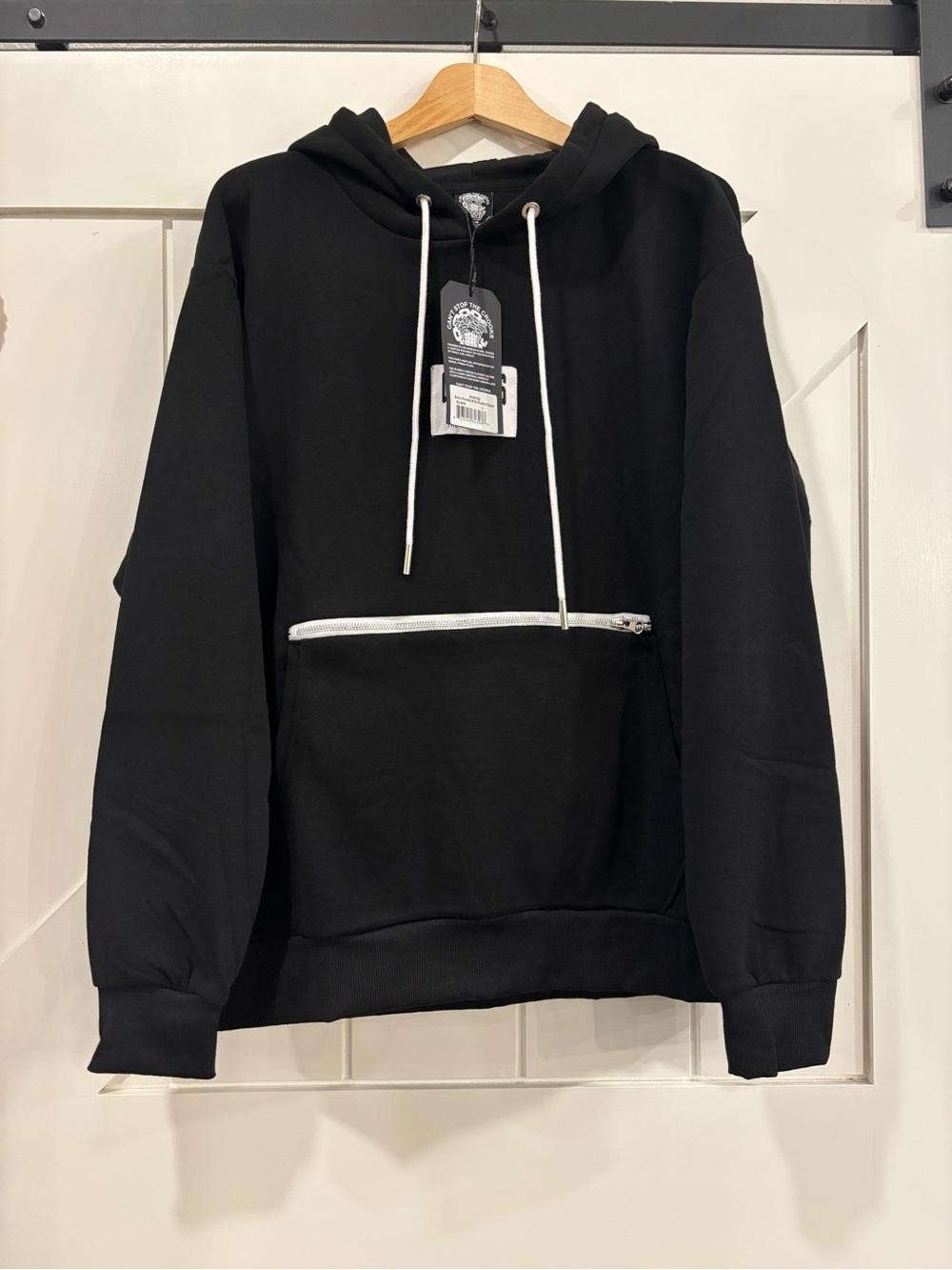 🔥 NWT Crooks & Castles Zip Pouch Hoodie Men’s L Black Fleece Streetwear